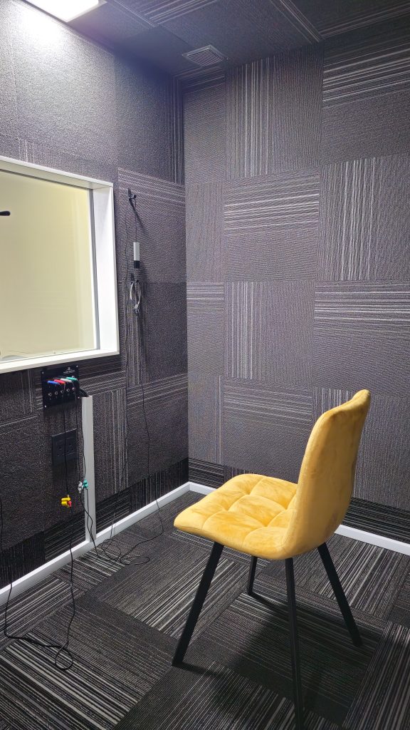 Inside the sound-treated audiology booth in Bryanston