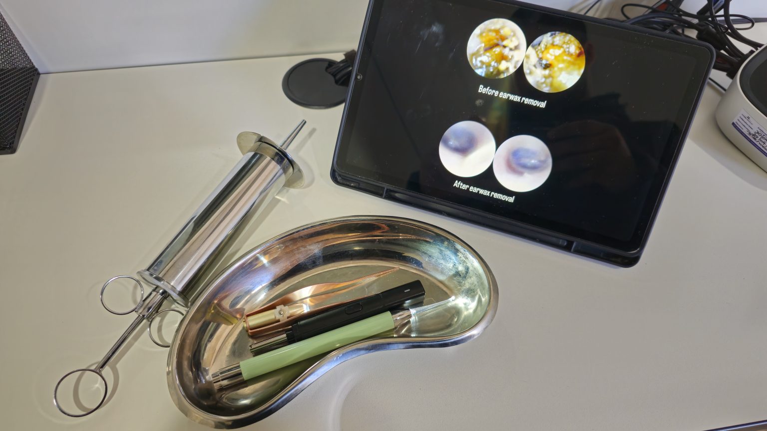 Professional earwax removal equipment at the Bryanston practice