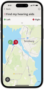 Oticon Companion app Find My Hearing Aids screen