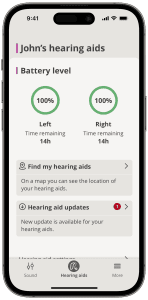 Oticon Companion app battery notification settings