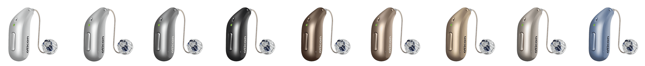 Oticon Intent hearing aids in nine colour options