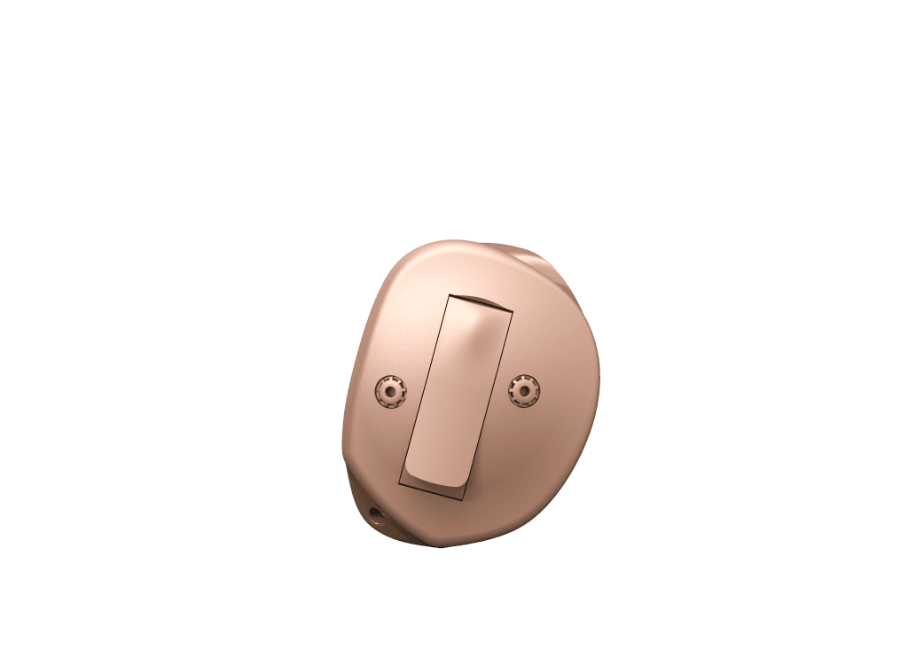 Beige Oticon Jet PX half-shell hearing aid