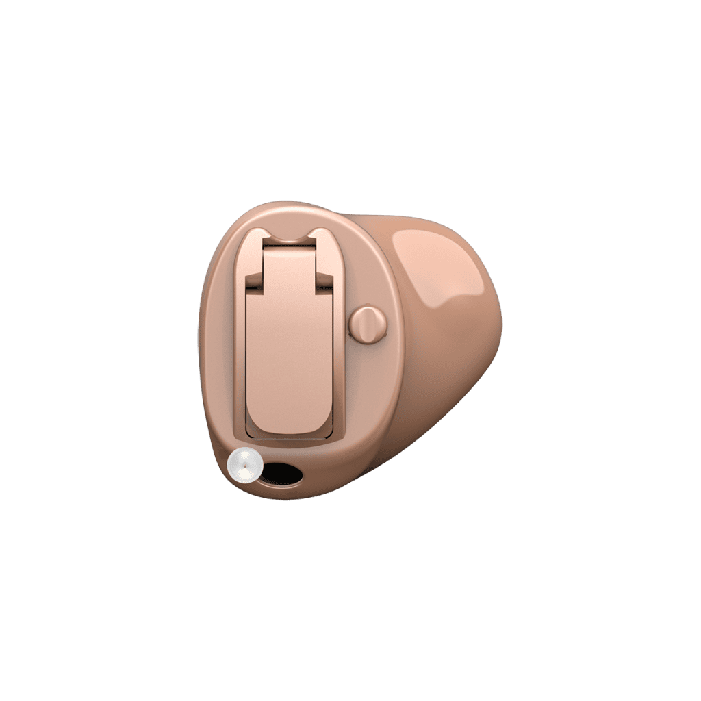 Beige Oticon Own SI completely-in-canal hearing aid