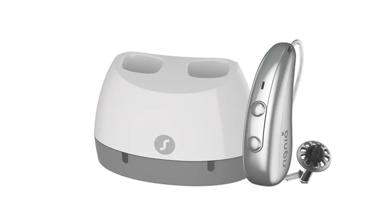 Signia CROS Pure Charge&Go IX hearing aid with charger