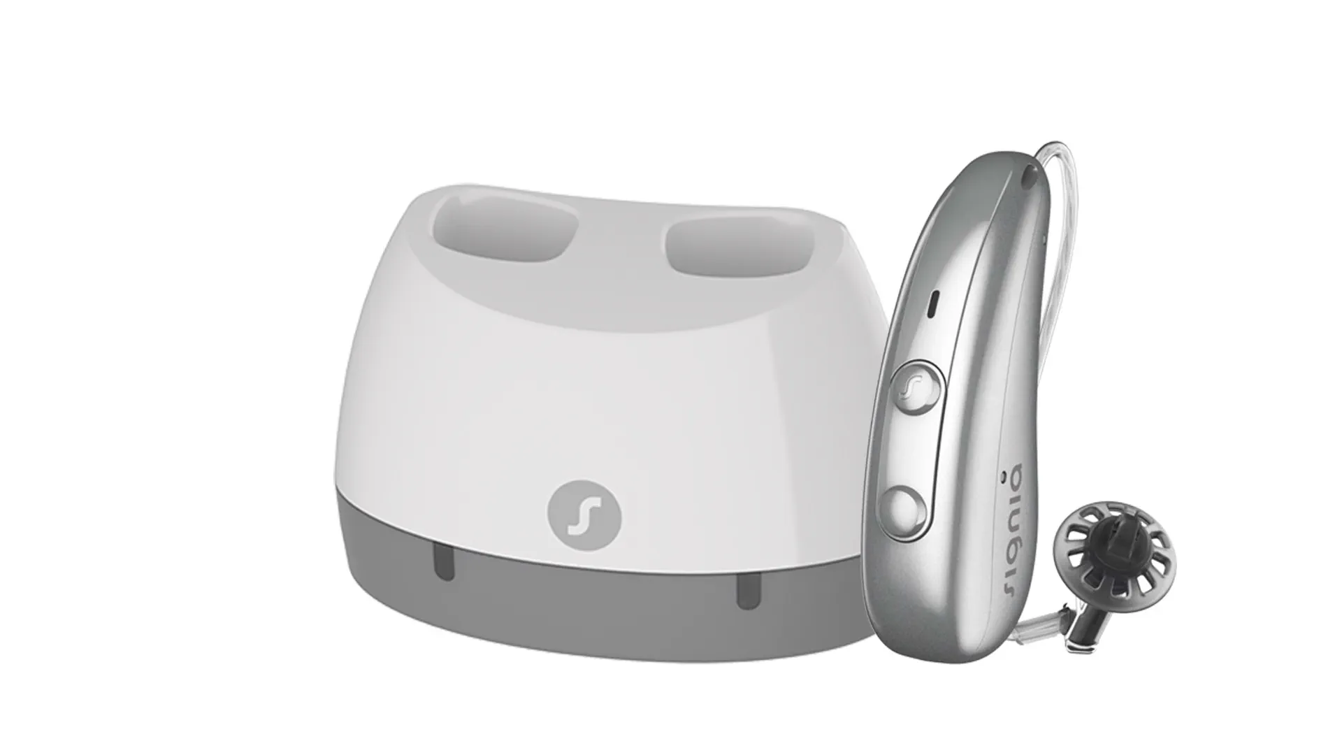 Signia CROS Pure Charge&Go IX hearing aid with charger