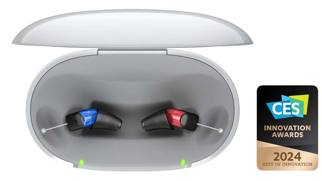 Signia Silk Charge&Go IX hearing aids in their portable charging case